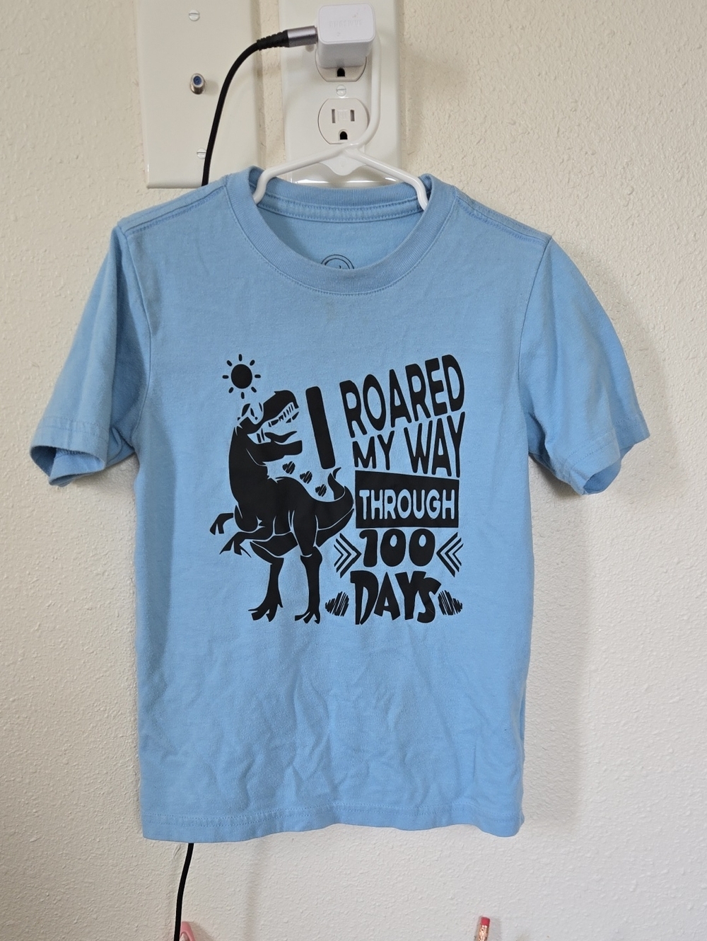 wonder nation Light Blue Dinosaur 100 Days Celebration Tee